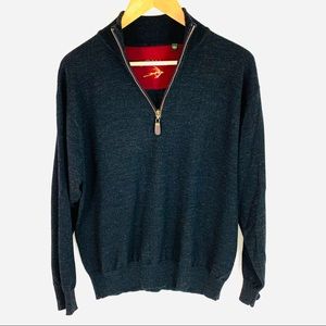 Orvis Merino Wool Sweater Charcoal Large Half Zip